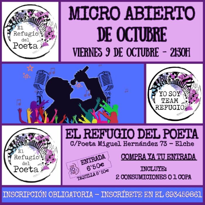 MICRO ABIERTO DE OCTUBRE EN EL REFUGIO DEL POETA