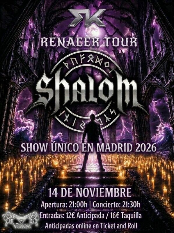 Shalom, Sala Venom, Concierto Exclusivo en Coslada, 14 de Noviembre