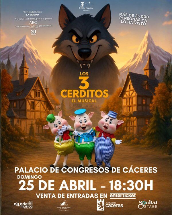 LOS 3 CERDITOS – El Musical en Cáceres