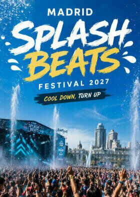 Madrid Splash Beats Festival 2027 en Secure fenced outdoor festival site with controlled entry and exit points, medical stations, security checkpoints, restrooms, and shaded relaxation areas.