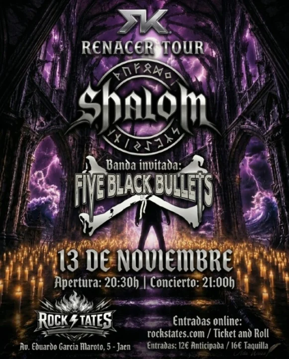 SHALOM+FIVE BLACK BULLETS, Sala Rock States, Jaén