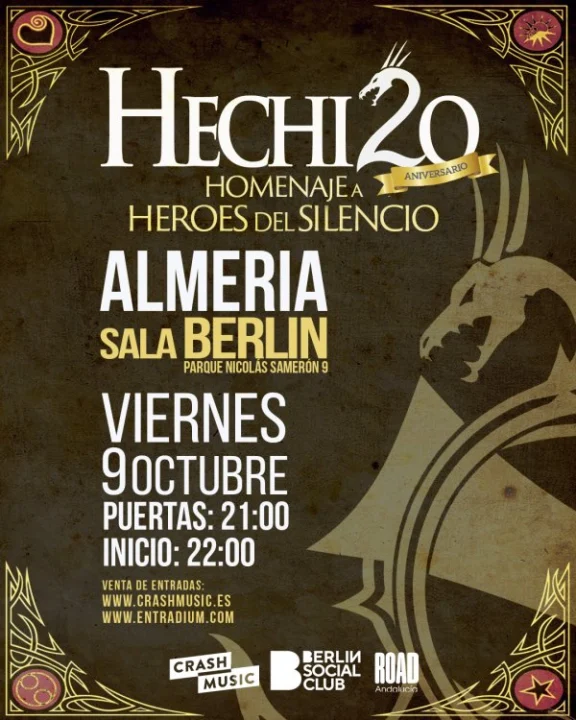 CONCIERTO HECHIZO(HOMENAJE A HÉROES DEL SILENCIO)- ALMERÍA-BERLIN SOCIAL CLUB-VIERNES 9 DE OCTUBRE