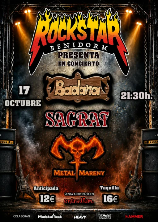 Rockstar Benidorm Presenta a »Badana-Sagrat-Metal Mareny en Concierto»