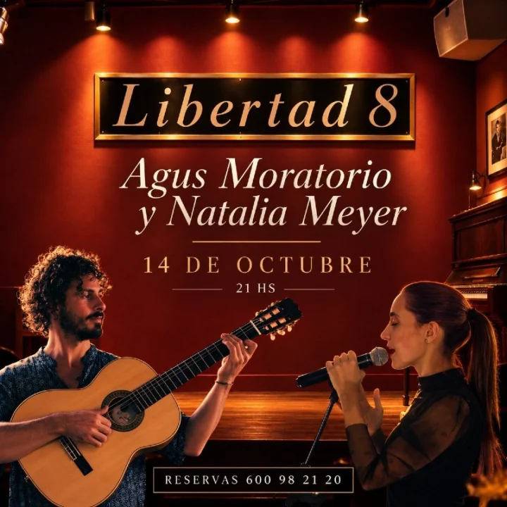 Agustín Moratorio y Natalia Meyer en el café Libertad 8