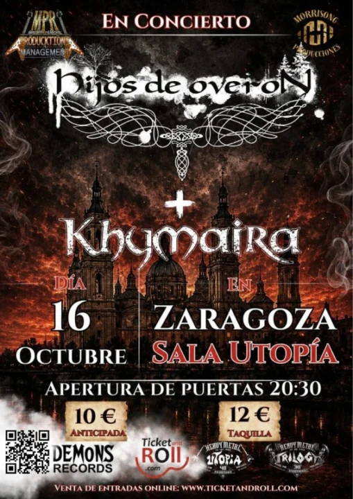 16 Octubre Sala Utopía Zaragoza Hijos de Overon + Khymaira