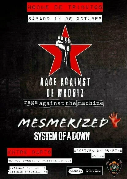 NOCHE DE TRIBUTOS Rage Against De Madriz + Mesmerized
